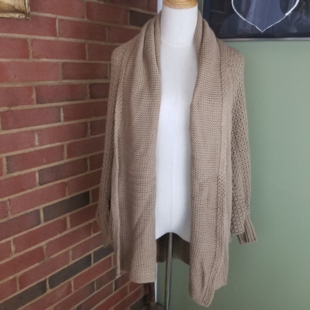 Brown Open Front Dolman Sweater Cardigan SZ OS